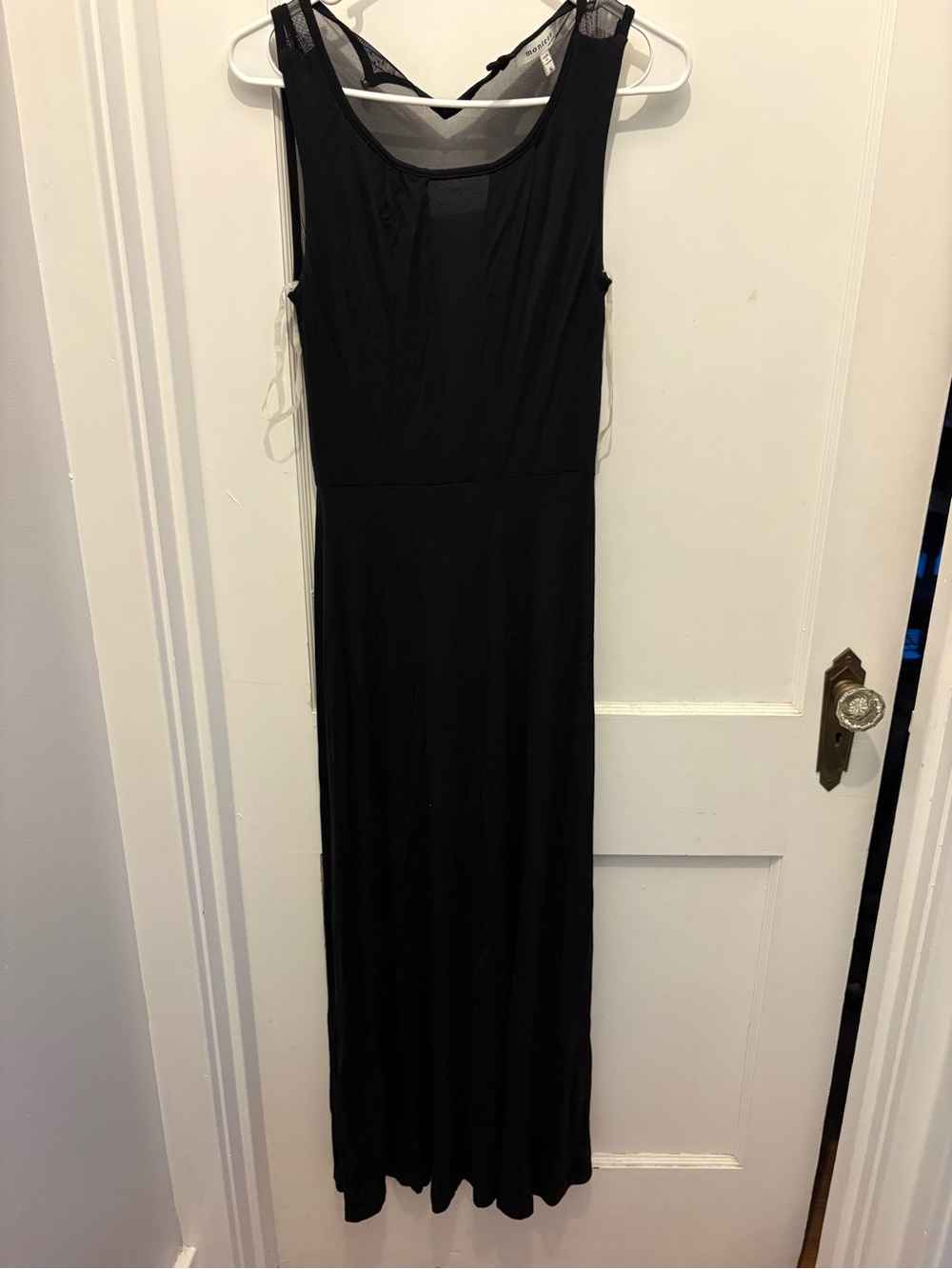 Monteau Black womens dress w/sheer back